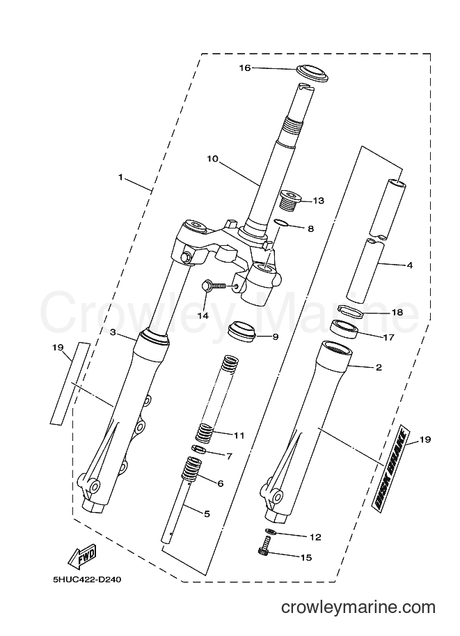 2005 Scooter T105E - T105E (5HUC) [010] - FRONT FORK FOR DISK BRAKE