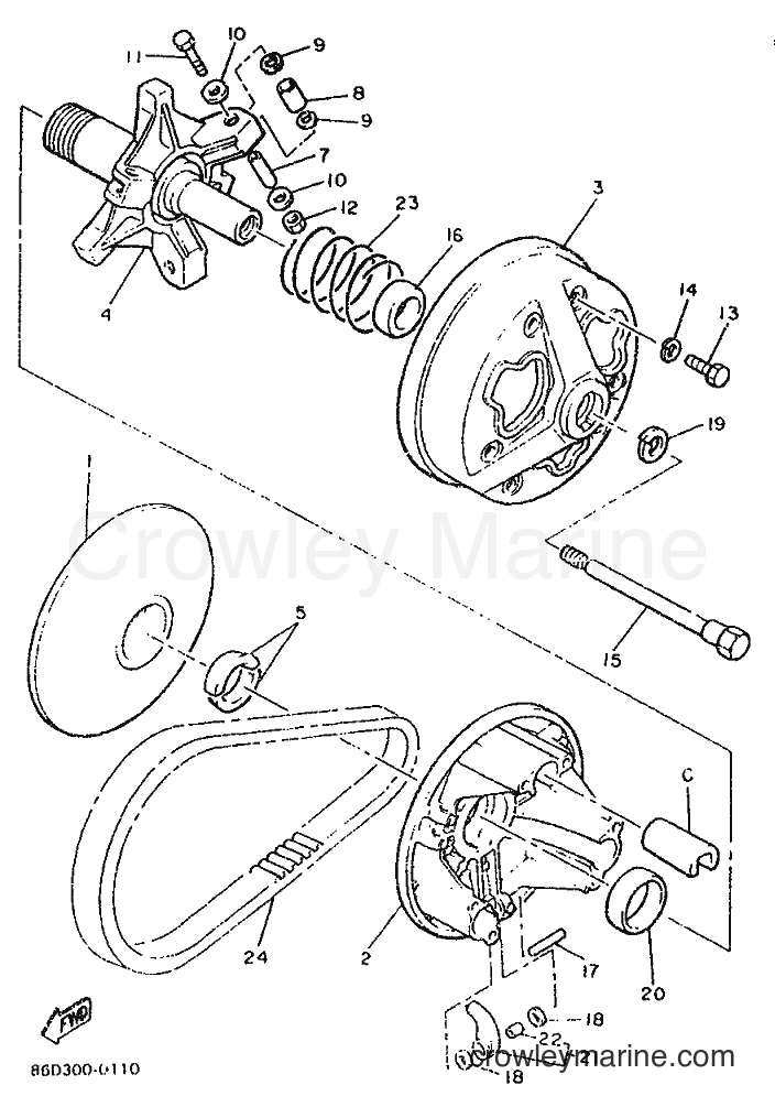 1990 Snowmobile BR250TP - BR250TP (87T1) [010] - PRIMARY SHEAVE