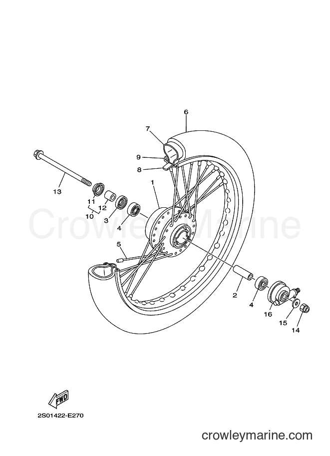 2011 Scooter T110E - T110E (5B9B) [010] - FRONT WHEEL FOR DISK BRAKE