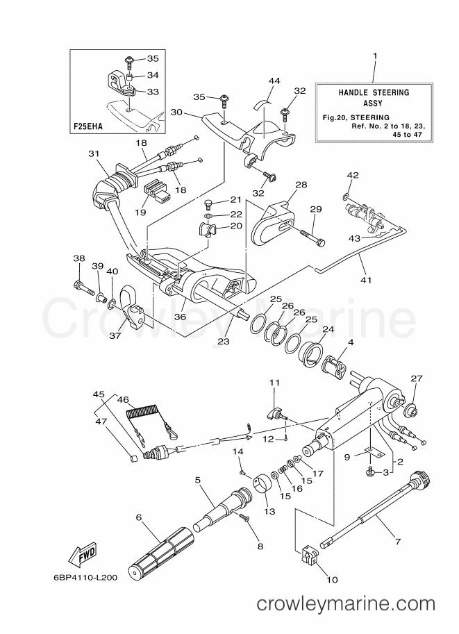 Yamaha Motors F25LMHA-2012 (6BP4) [100] - STEERING