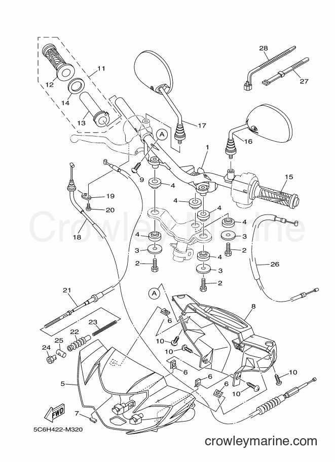 2014 Scooter T110LE - T110LE (5C6P) [010] - STEERING CABLE FOR DRUM BRAKE
