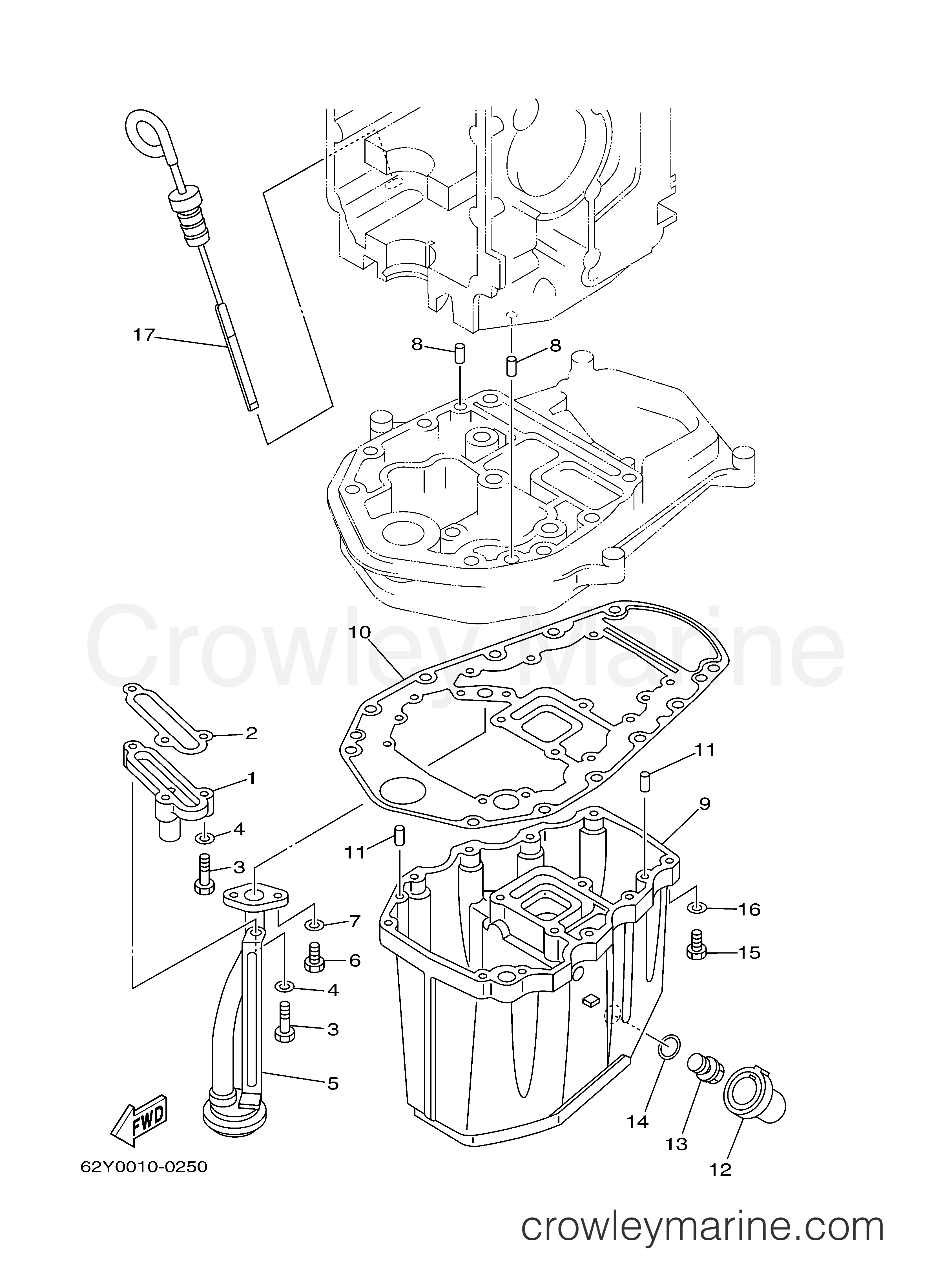 OIL PAN 2001 Outboard 50hp F50TLRZ Crowley Marine