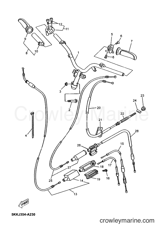 Yamaha Motors YN100 (5KKK) [040] - STEERING HANDLE & CABLE