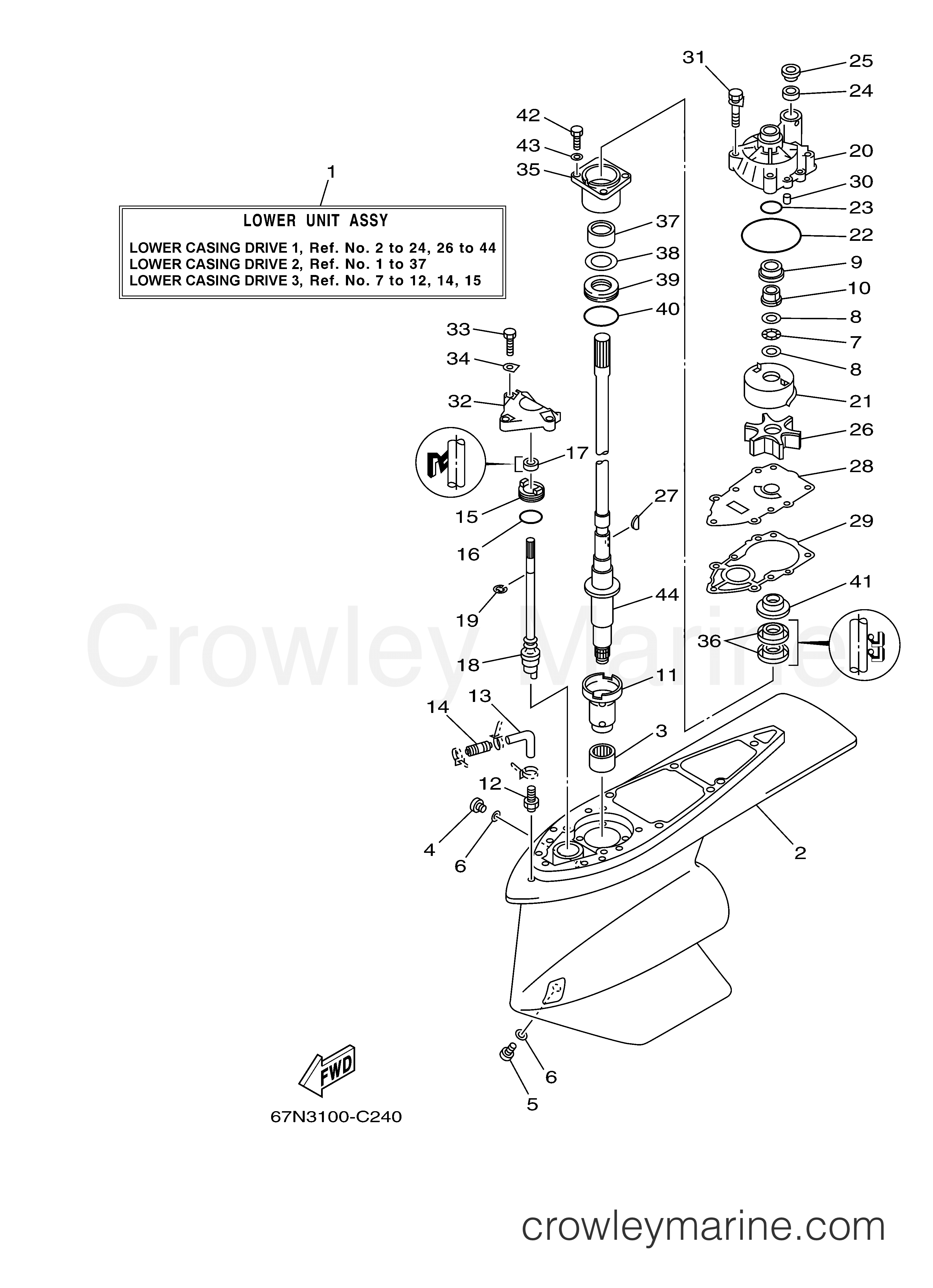 Yamaha Motors DX150TLRD - LOWER CASING DRIVE 1