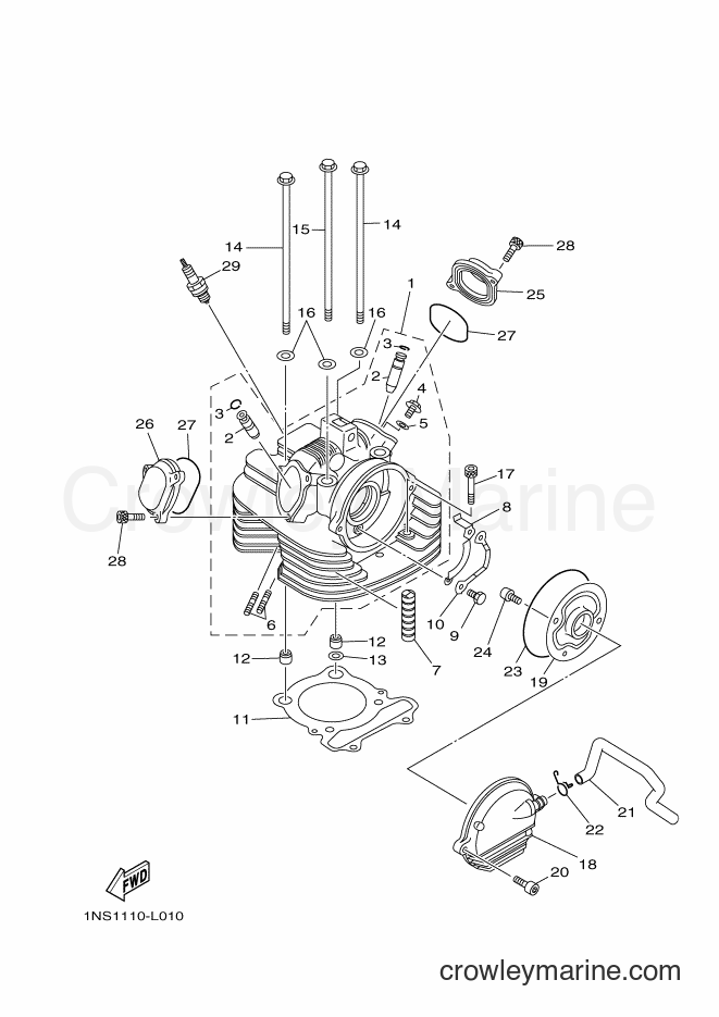 2012 ATV YFM350FWA - YFM350FWA (1NS2) [010] - CYLINDER HEAD