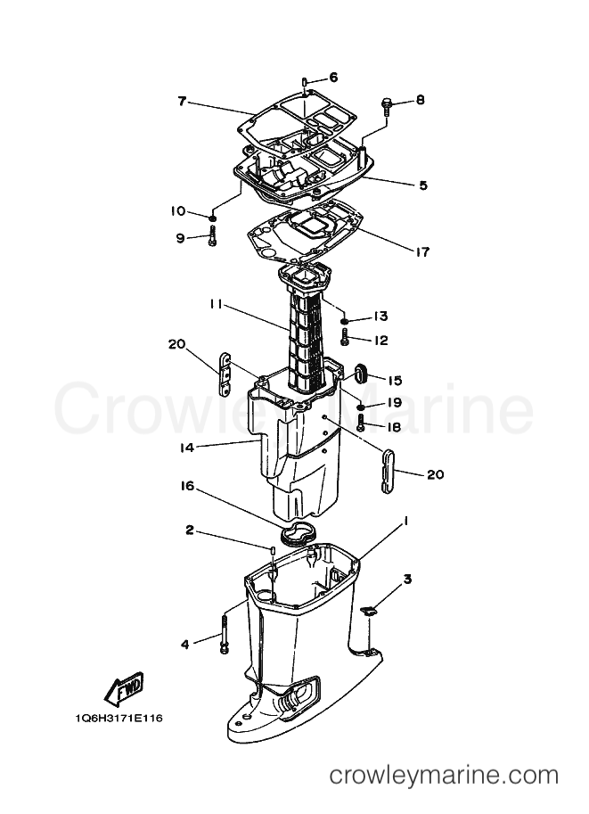 Yamaha Motors 70TRQ (6H30) [010] - UPPER CASING