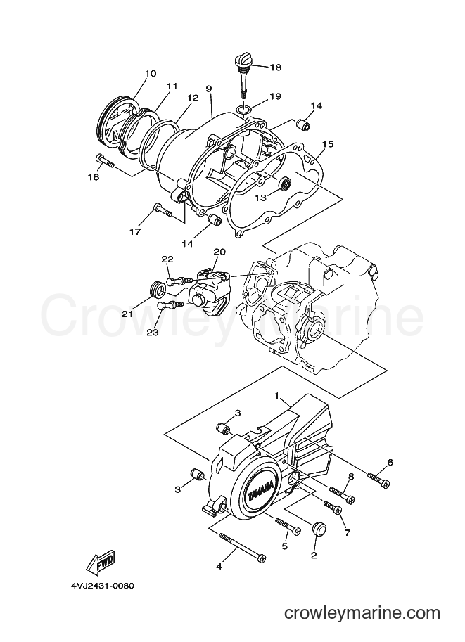 Yamaha Motors V100 (4VJ3) [010] - CRANKCASE COVER 1