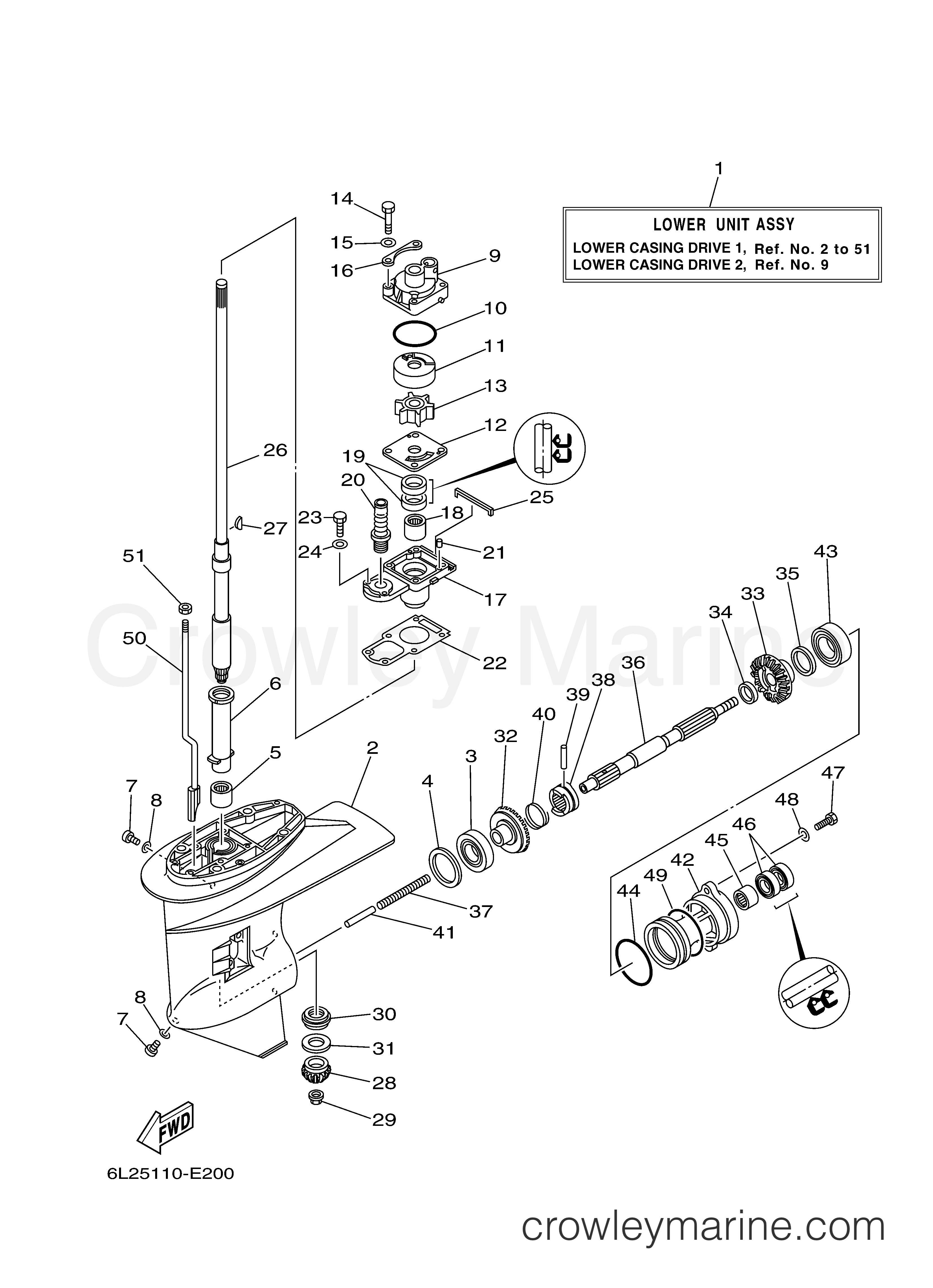 Yamaha Motors 25ESH - LOWER CASING DRIVE 1