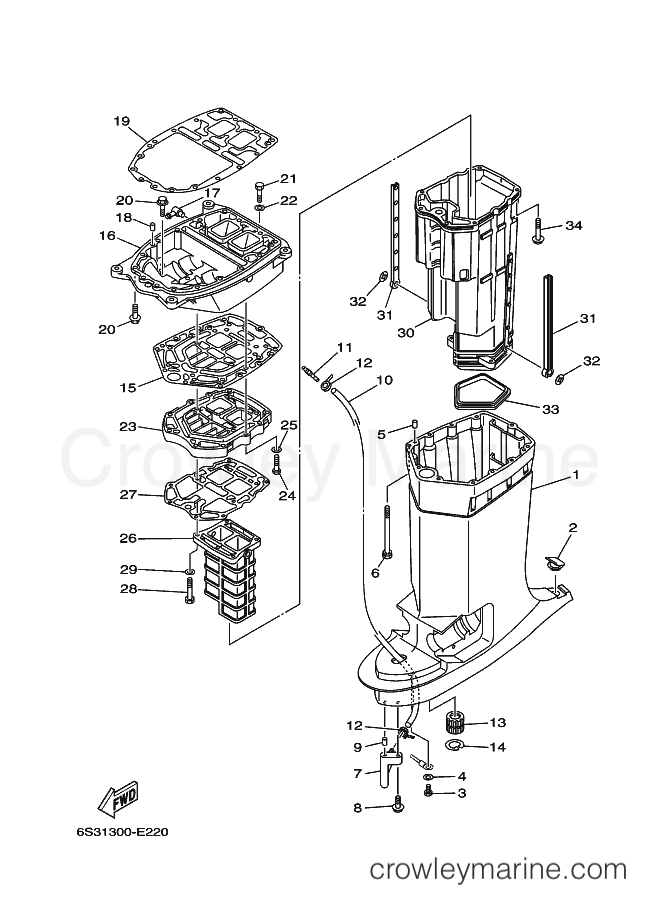 Yamaha Motors 250GETOX (6S33) [070] - UPPER CASING