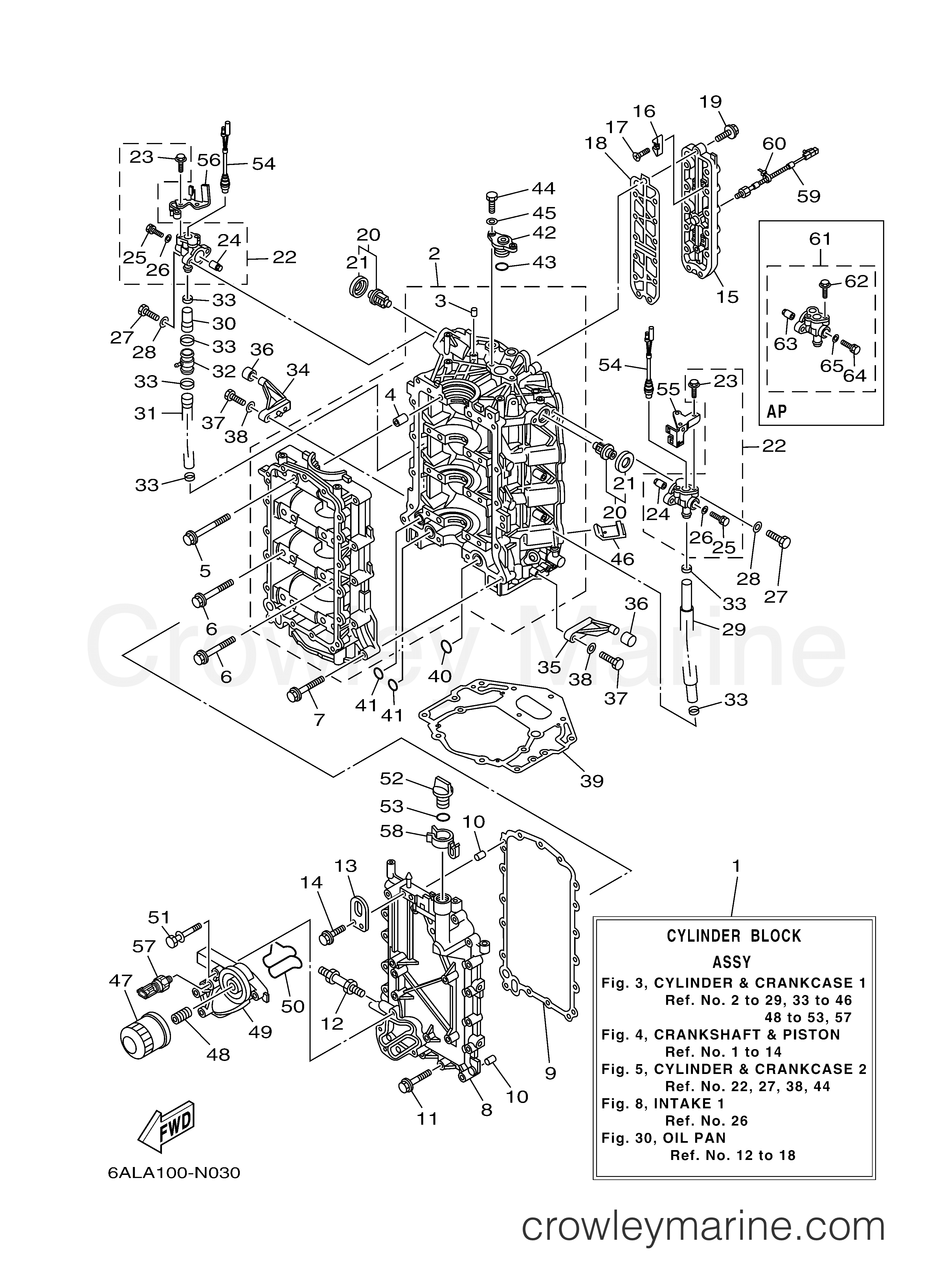 Yamaha Motors LF200XA - CYLINDER CRANKCASE 1