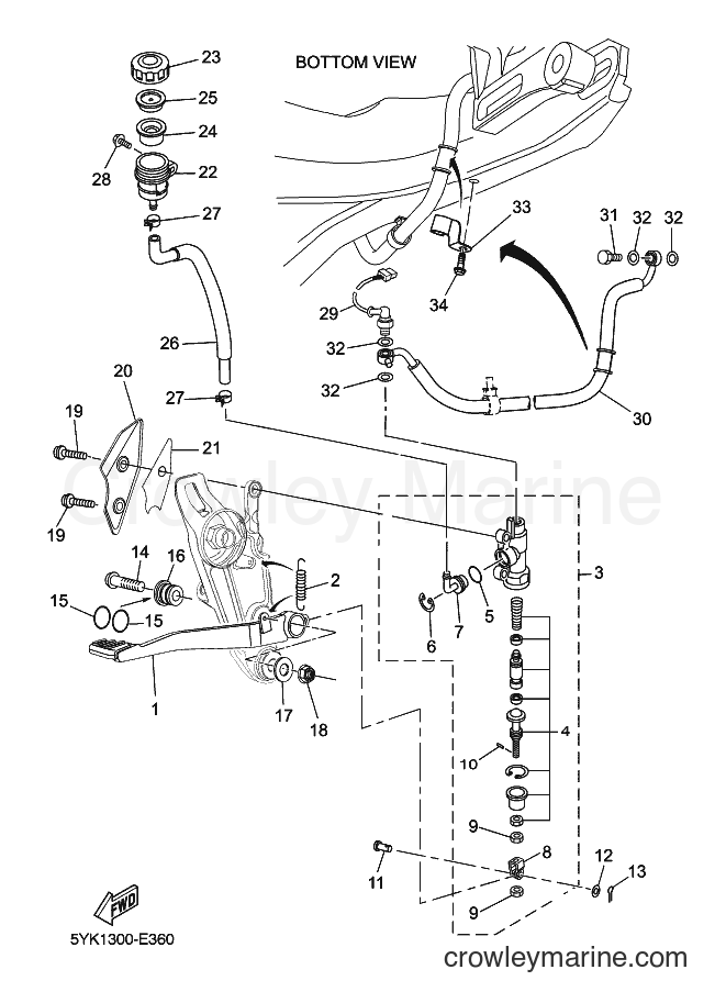 2007 Street Bike MT03 - MT03 (5YK2) [010] - REAR MASTER CYLINDER