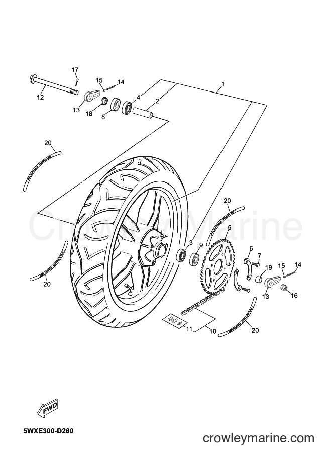 2005 Scooter TZR50 - TZR50 (5WXE) [070] - REAR WHEEL