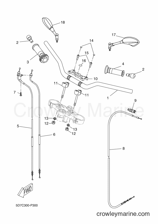 2016 Sport Bike MT125 - MT125 (BR31) [080] - STEERING HANDLE & CABLE