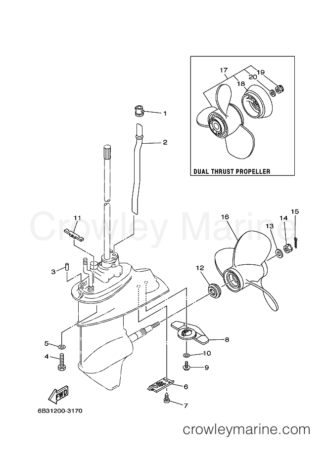 Yamaha Motors E15D (6B41) [06A] - LOWER CASING & DRIVE 2