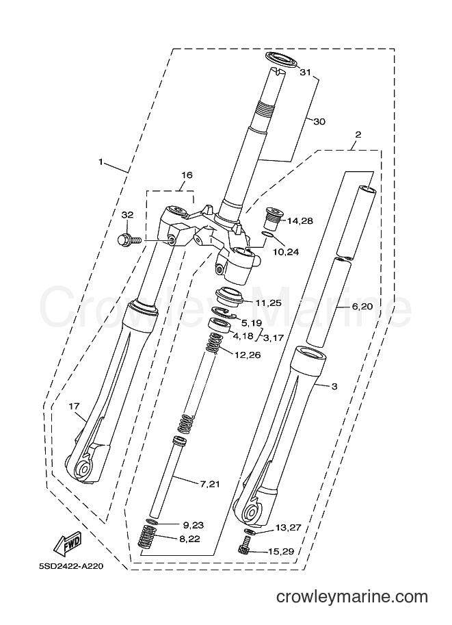 Yamaha Motors T105E (5SD2) [010] - FRONT FORK