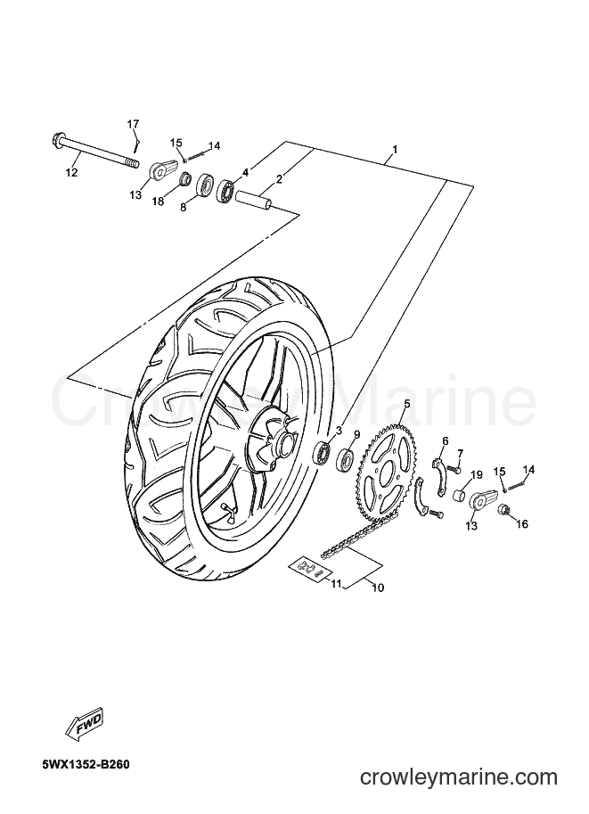 2005 Scooter TZR50 - TZR50 (5WXA) [030] - REAR WHEEL