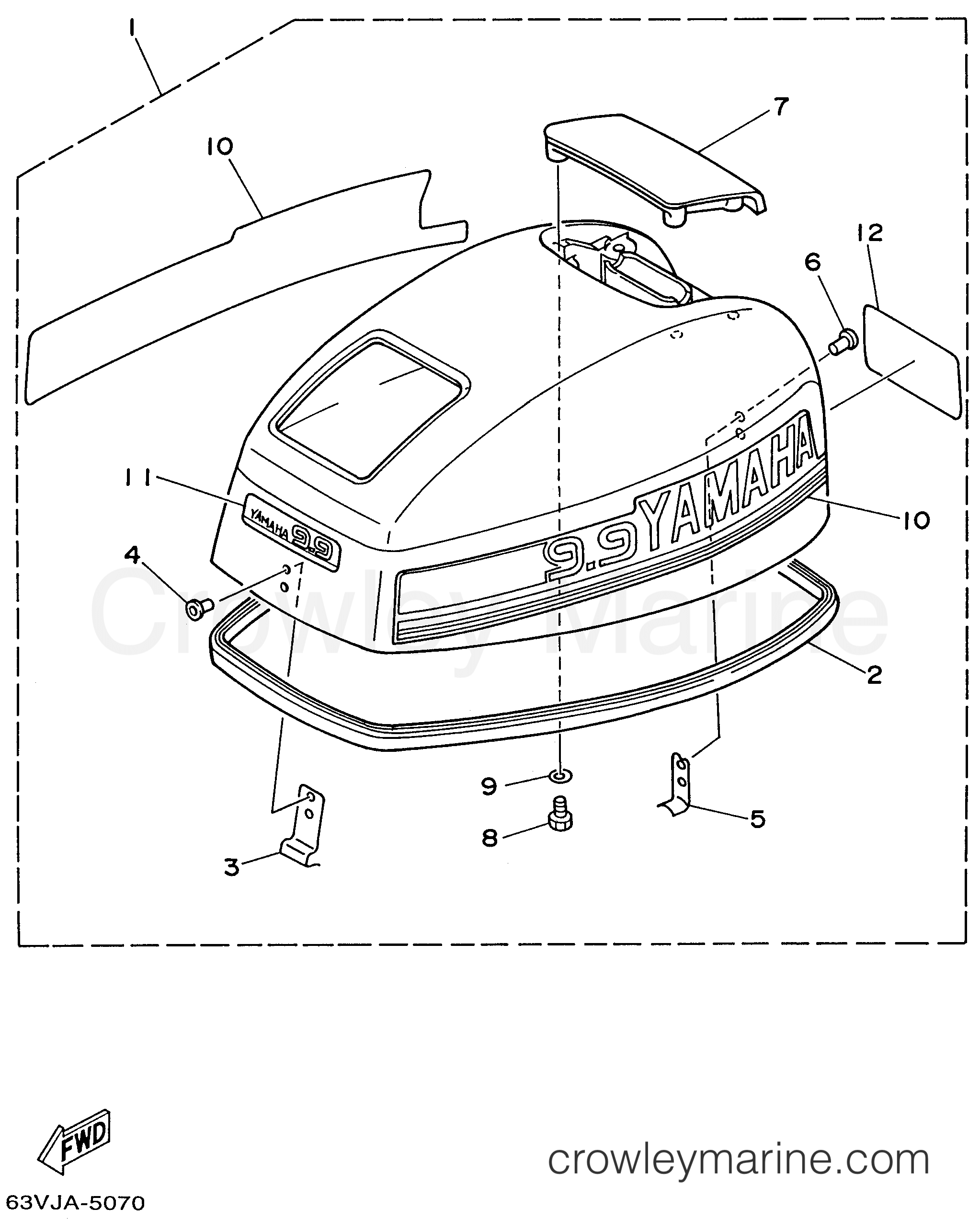 Yamaha Motors 15ESHU - TOP COWLING