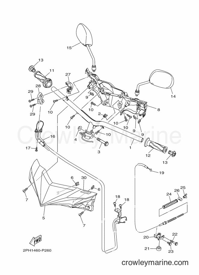 Yamaha Motors LNS125 (2PH2) [010] - STEERING HANDLE & CABLE