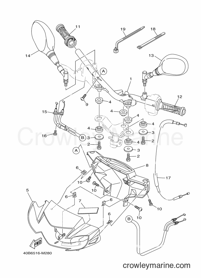Yamaha Motors T110C (40BB) [010] - STEERING HANDLE & CABLE