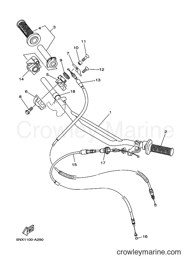 2003 Dirt Bike YZ250 - YZ250 (5UP2) [010] - STEERING HANDLE & CABLE