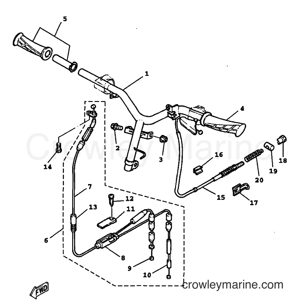 Yamaha Motors YW100 (4VPG) [010] - STEERING HANDLE & CABLE