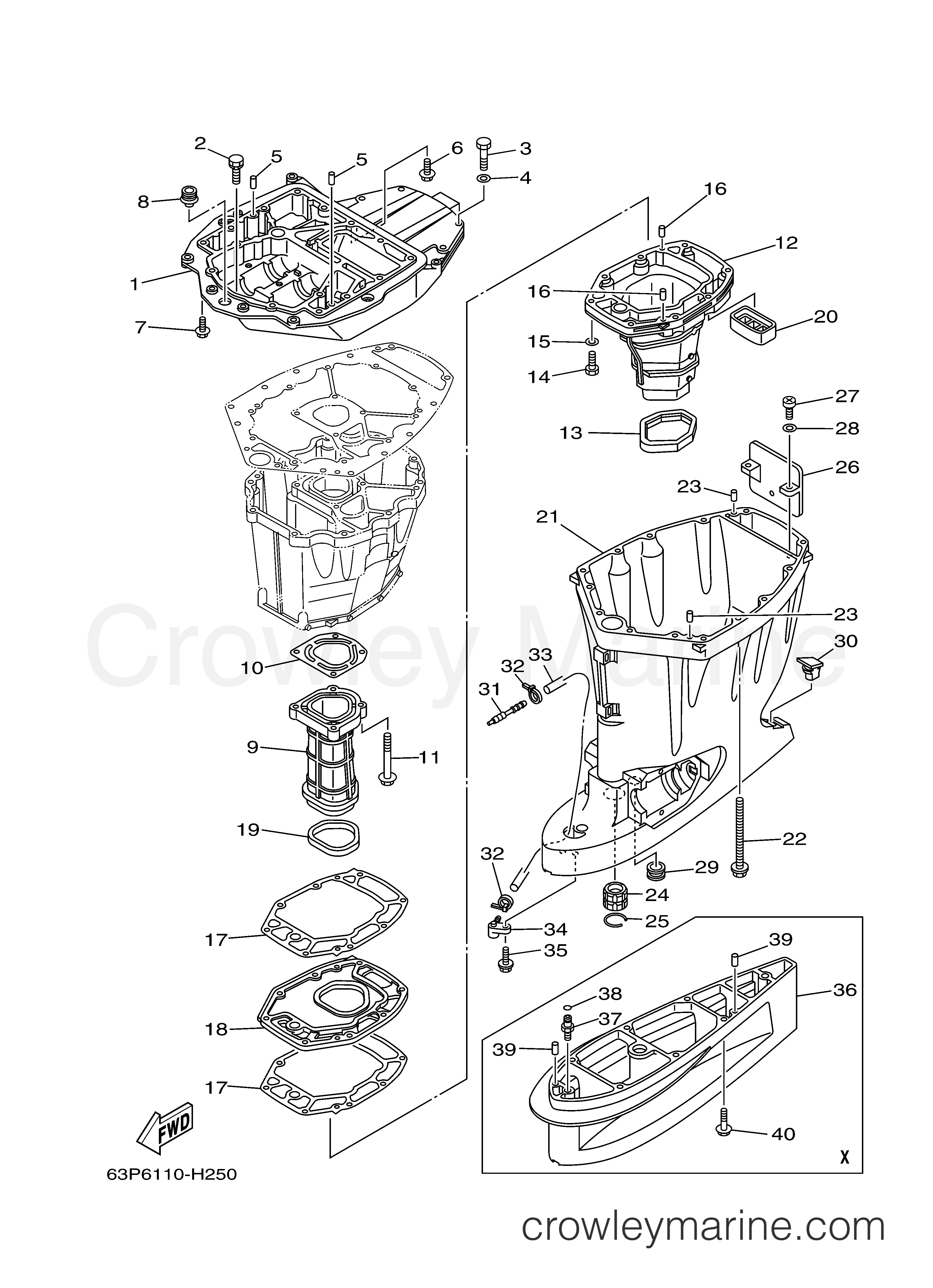 Yamaha Motors F150TJR - UPPER CASING