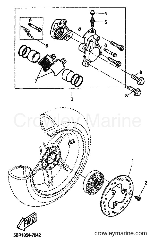 2001 Scooter YQ50 - YQ50 (5KH9) [010] - REAR BRAKE CALIPER