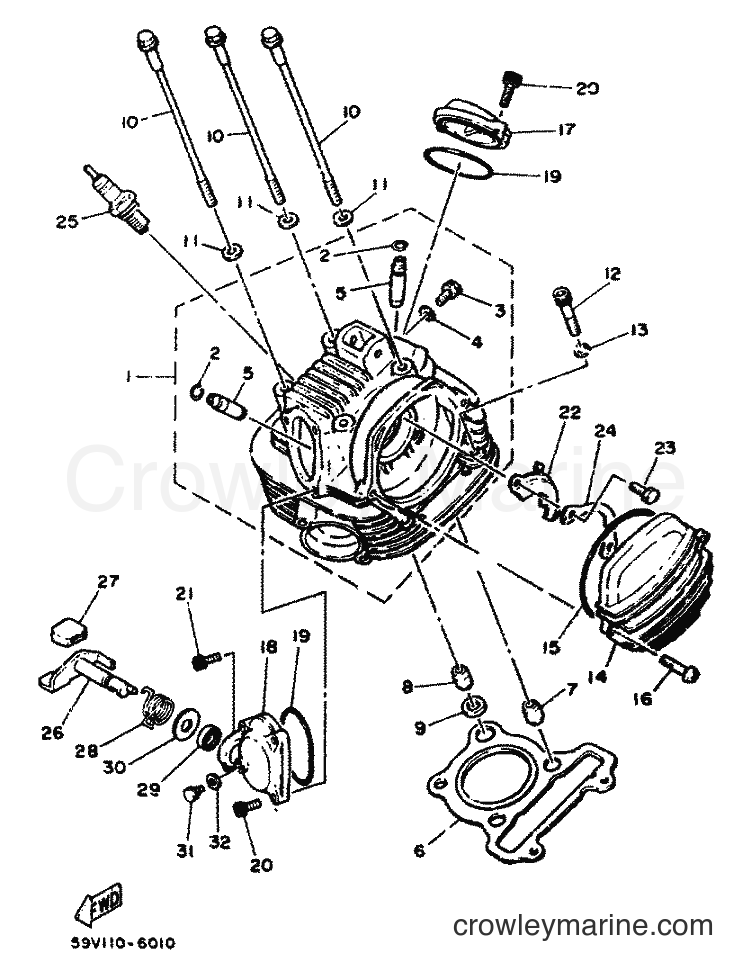1986 ATV YFM225N - YFM225N (59V) [999] - CYLINDER HEAD