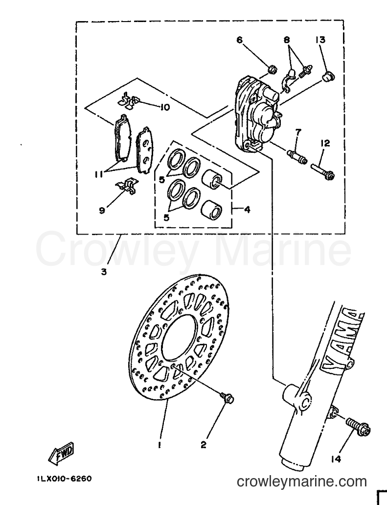 1988 Dirt Bike YZ250 - YZ250 (2VM0) [030] - FRONT BRAKE CALIPER