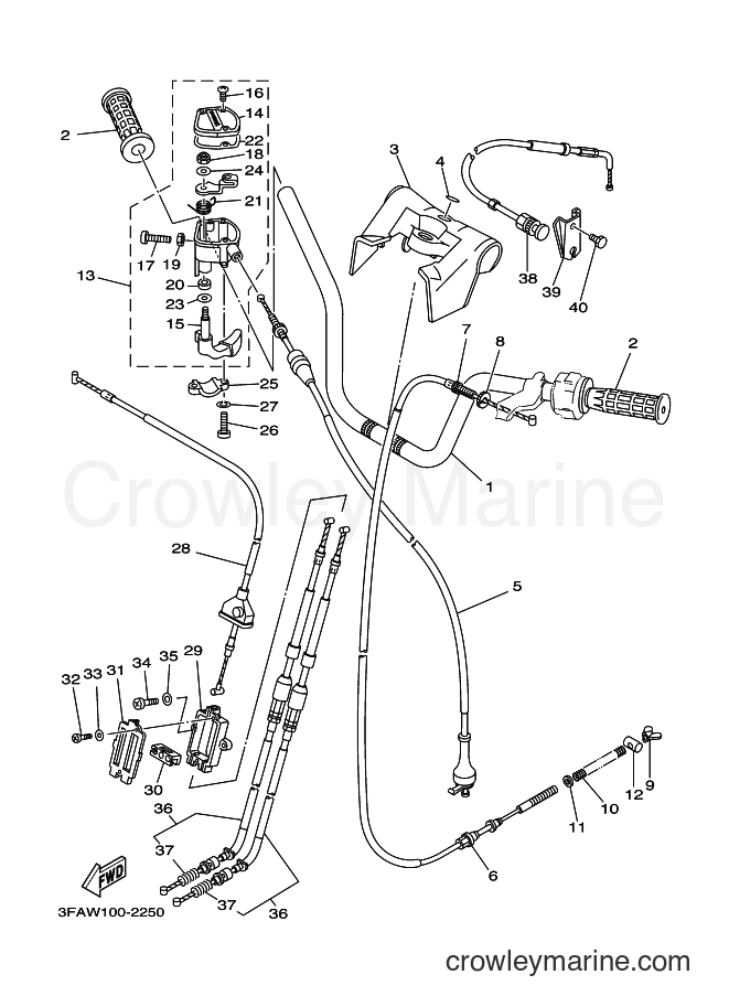 Yamaha Motors YFA1 (3FAY) [010] - STEERING HANDLE & CABLE