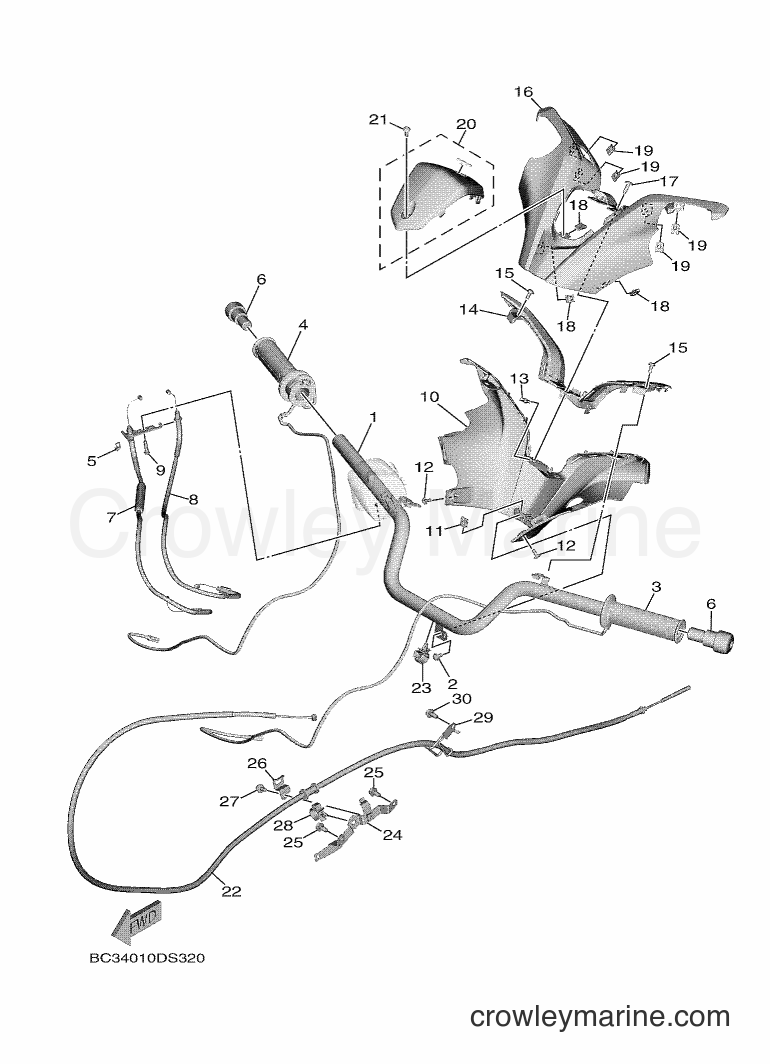 Yamaha Motors XP530D-A (BC34) [010] - STEERING HANDLE & CABLE