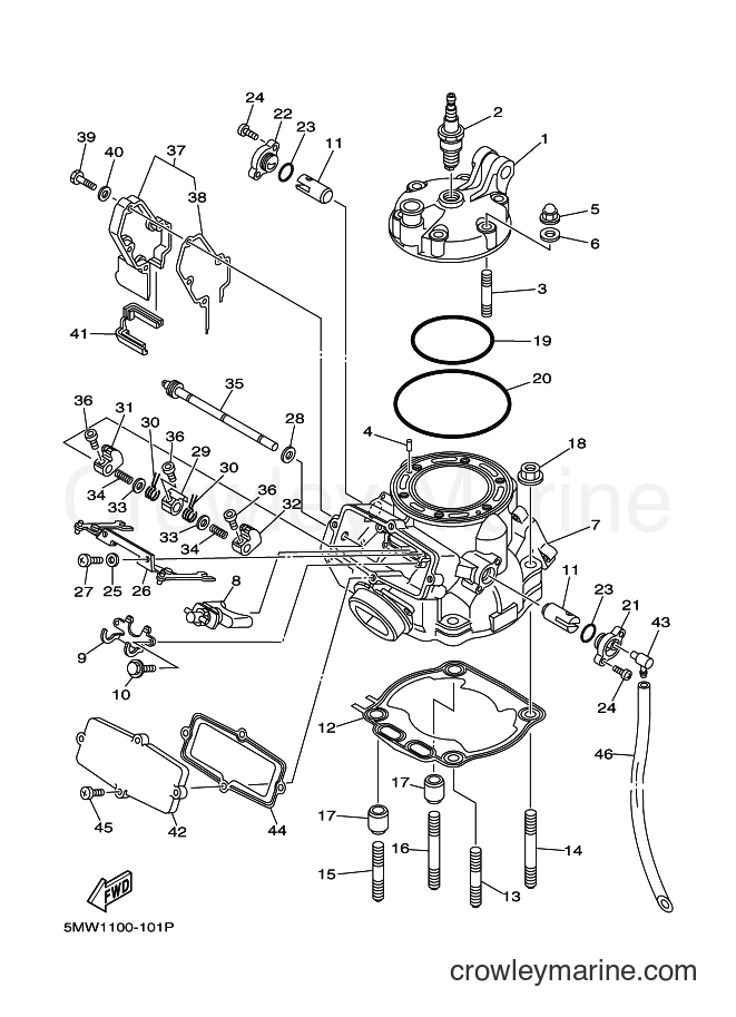 Yamaha Motors YZ250 (5MW3) [010] - CYLINDER HEAD