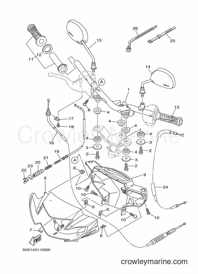 2011 Scooter T110LS - T110LS (50S3) [010] - STEERING HANDLE & CABLE