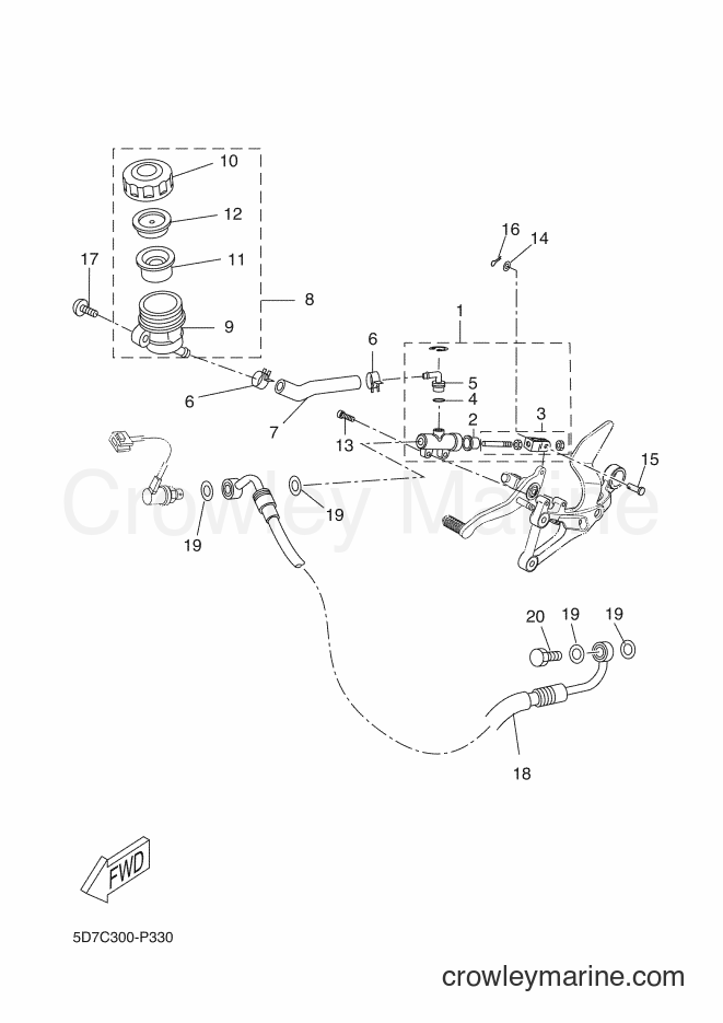 2015 Sport Bike MT125 - MT125 (5D7C) [080] - REAR MASTER CYLINDER