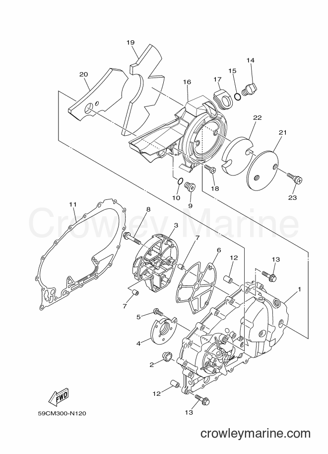 2014 Maxi-Scooter XP500A - XP500A (59CX) [010] - CRANKCASE COVER 1