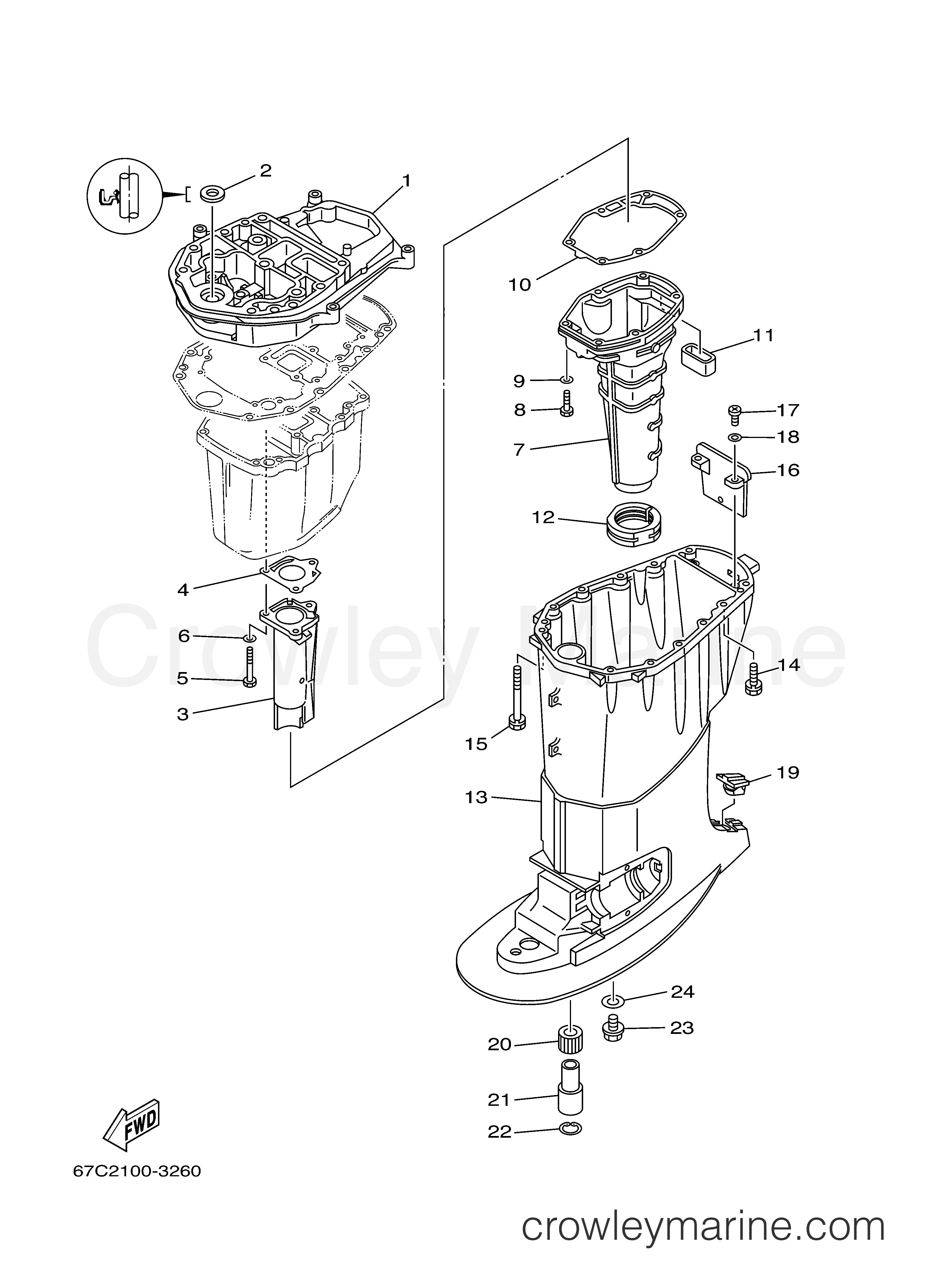 Yamaha Motors F40MJHD - UPPER CASING