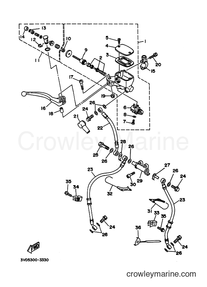1994 Street Bike TDM850 - TDM850 (4CF4) [999] - FRONT MASTER CYLINDER