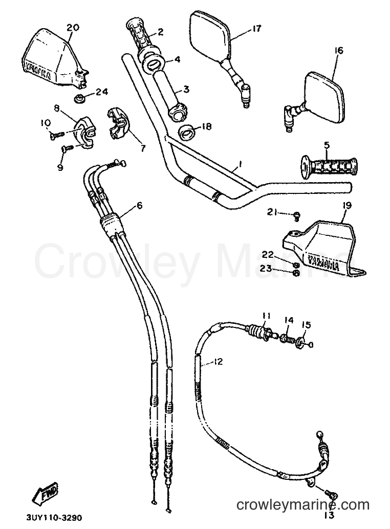 1993 Dirt Bike XT600E - XT600E (3TB7) [080] - STEERING HANDLE & CABLE