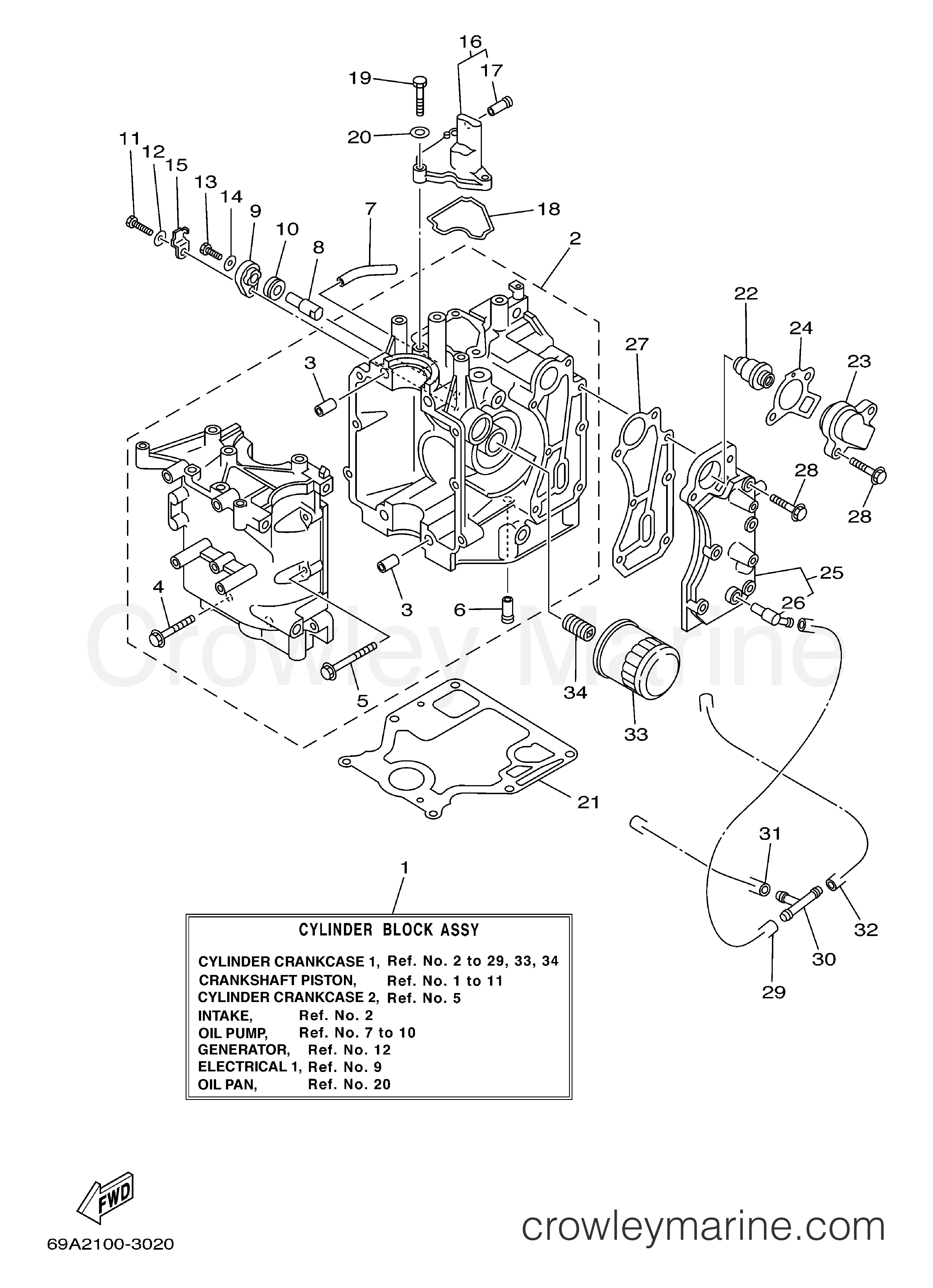 Yamaha Motors F15PLRC - CYLINDER CRANKCASE 1