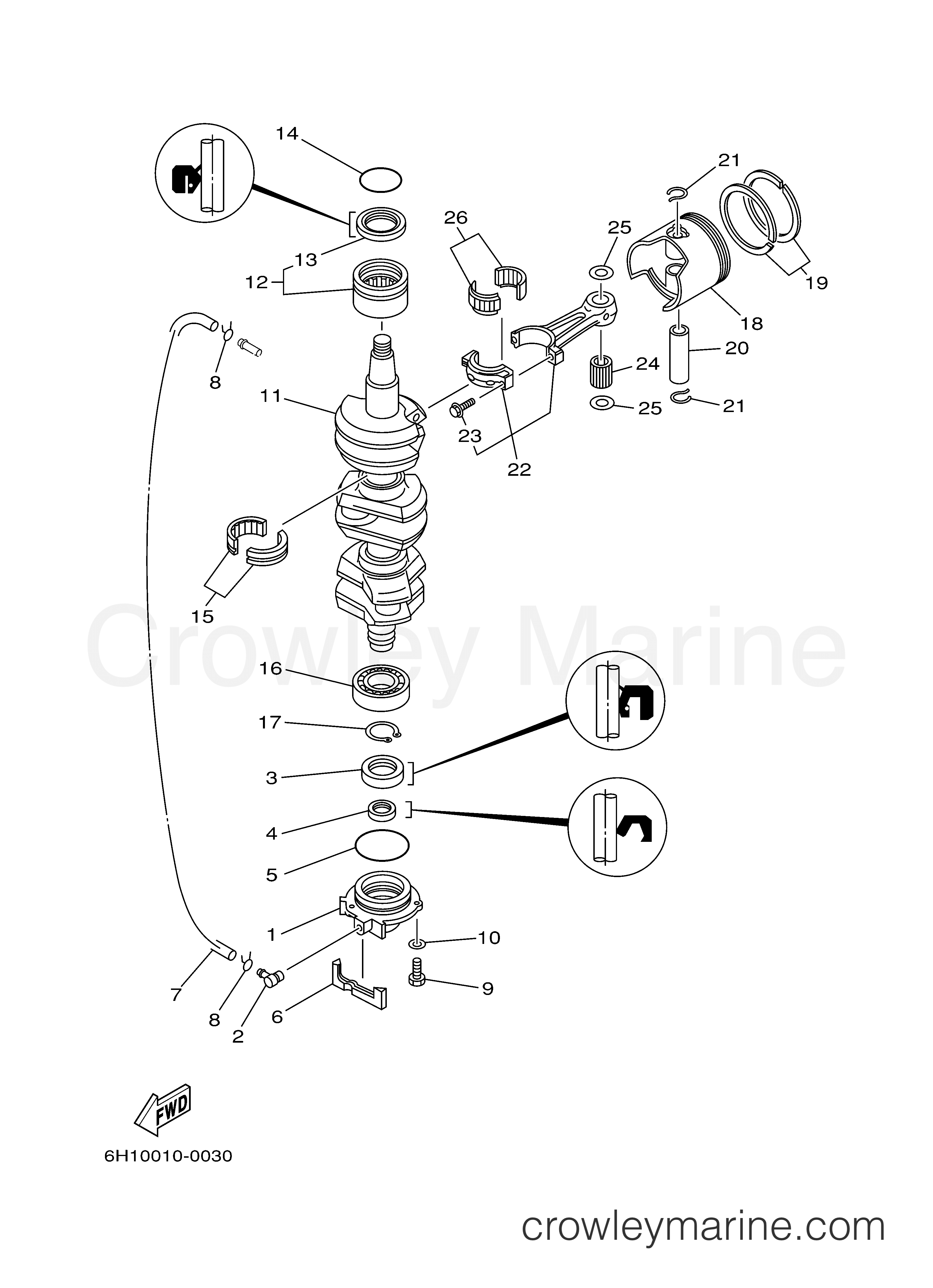Yamaha Motors E75MLHY - CRANKSHAFT PISTON