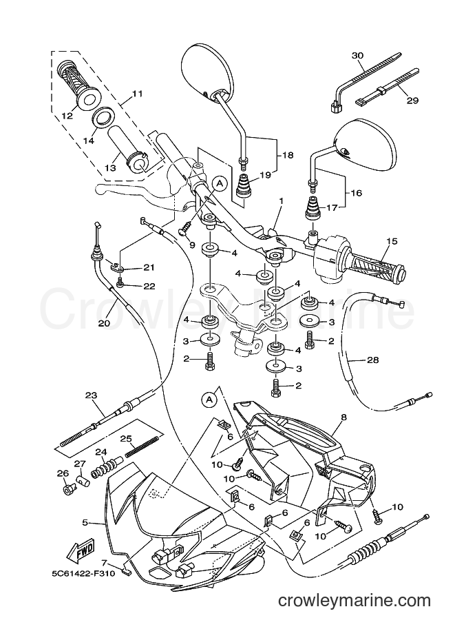 2009 Scooter T110LE - T110LE (5C69) [010] - STEERING HANDLE & CABLE