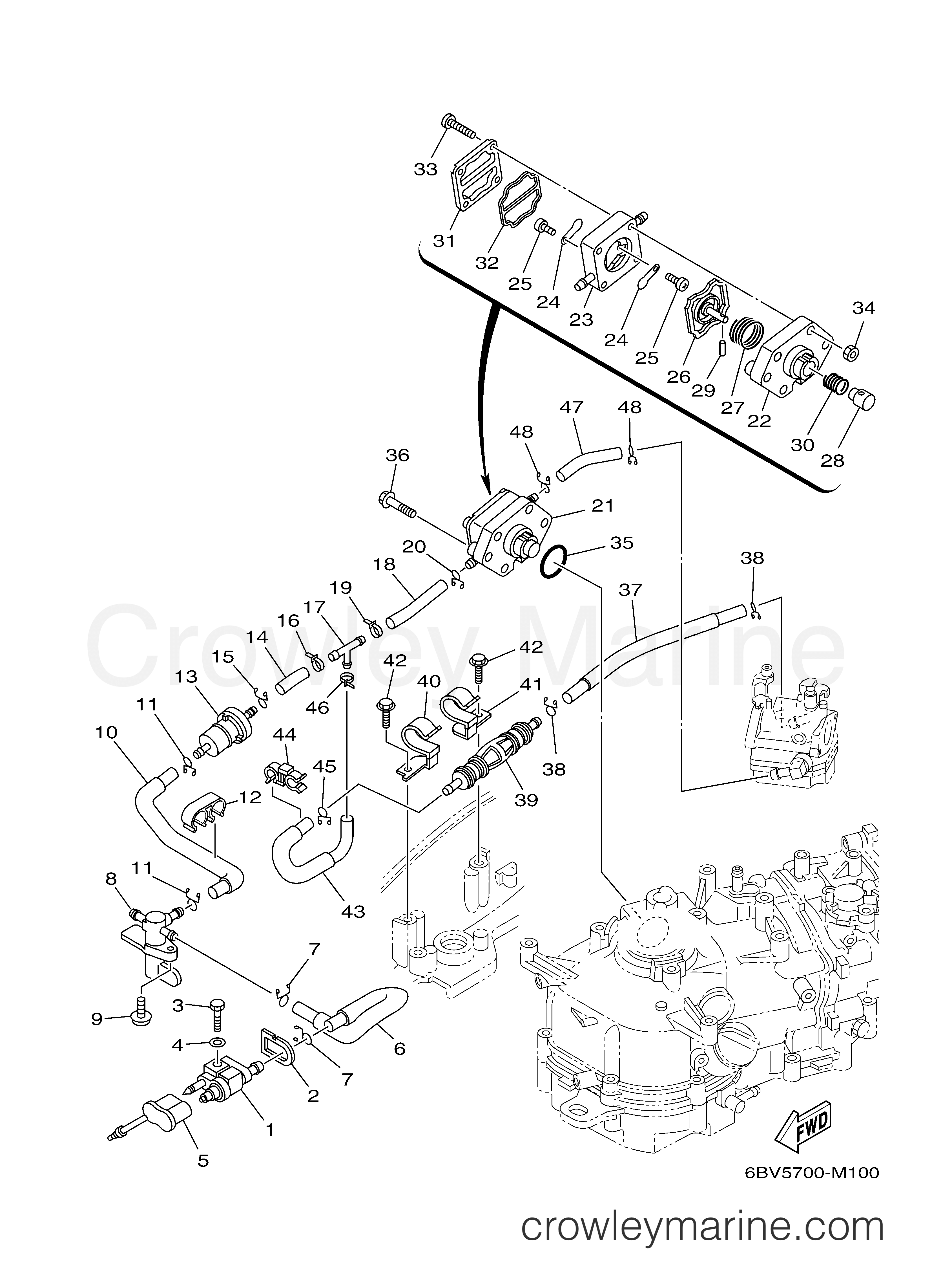 FUEL 2 2014 Outboard 6hp F6SMHA Crowley Marine