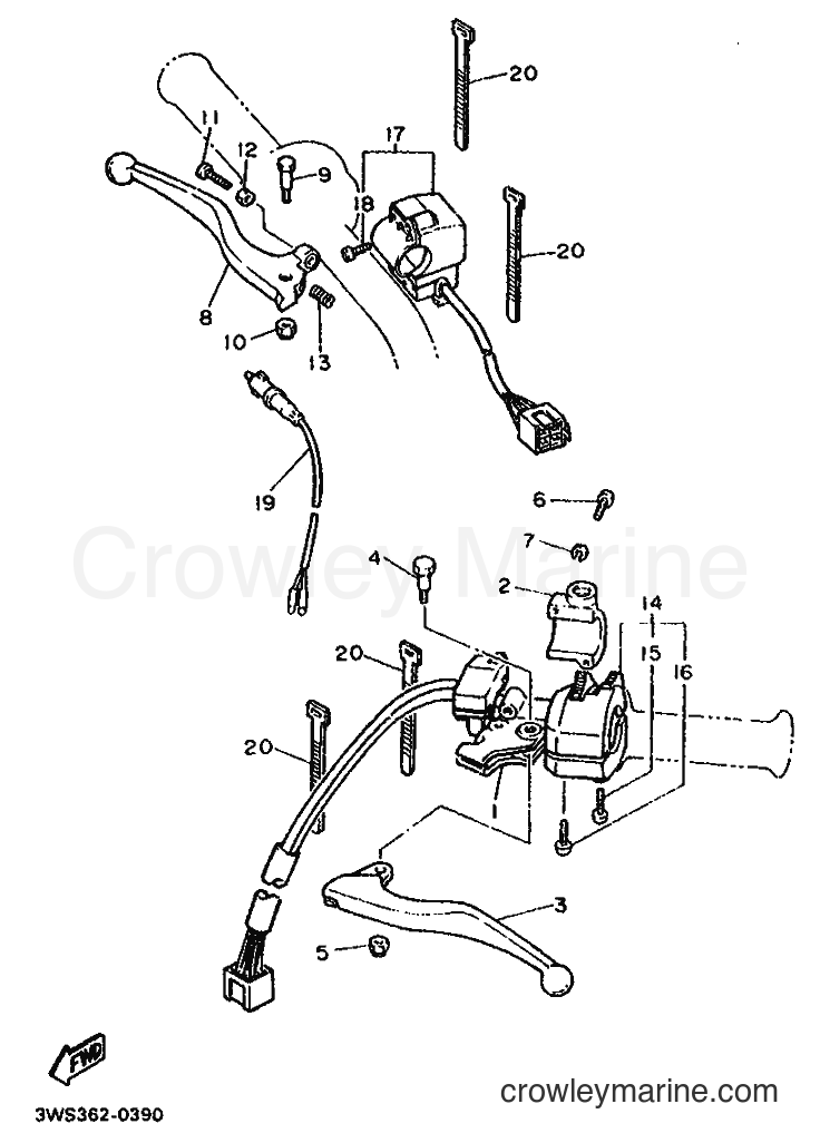 1990 Dirt Bike XT500E - XT500E (3WS1) [999] - HANDLE SWITCH & LEVER