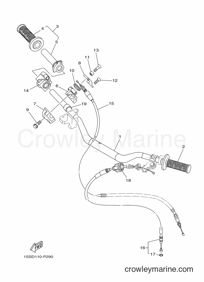 2016 Dirt Bike YZ125 - YZ125 (1SRJ) [010] - STEERING HANDLE & CABLE