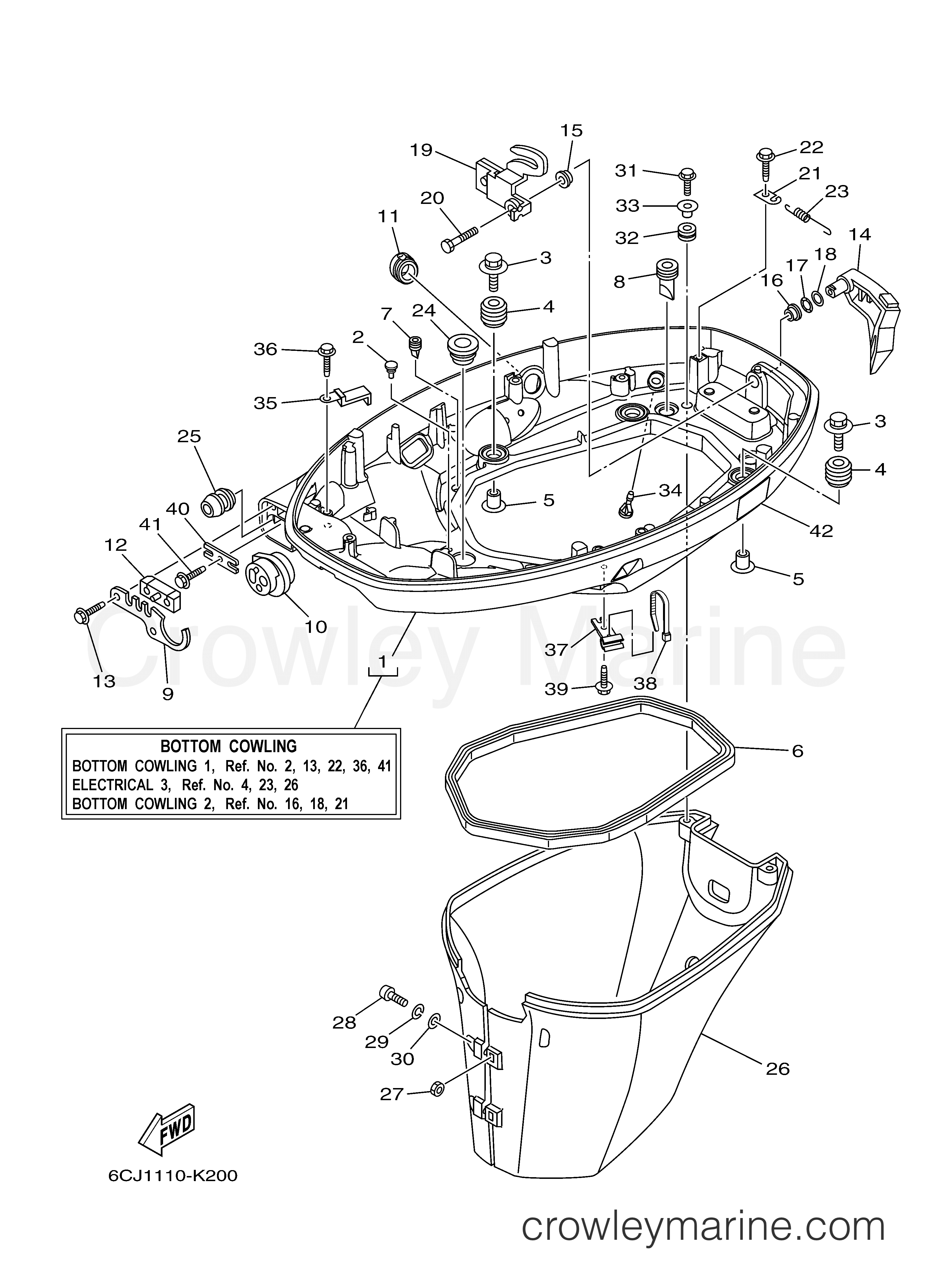 BOTTOM COWLING 1 2010 Yamaha Outboard 70hp F70LA Crowley Marine