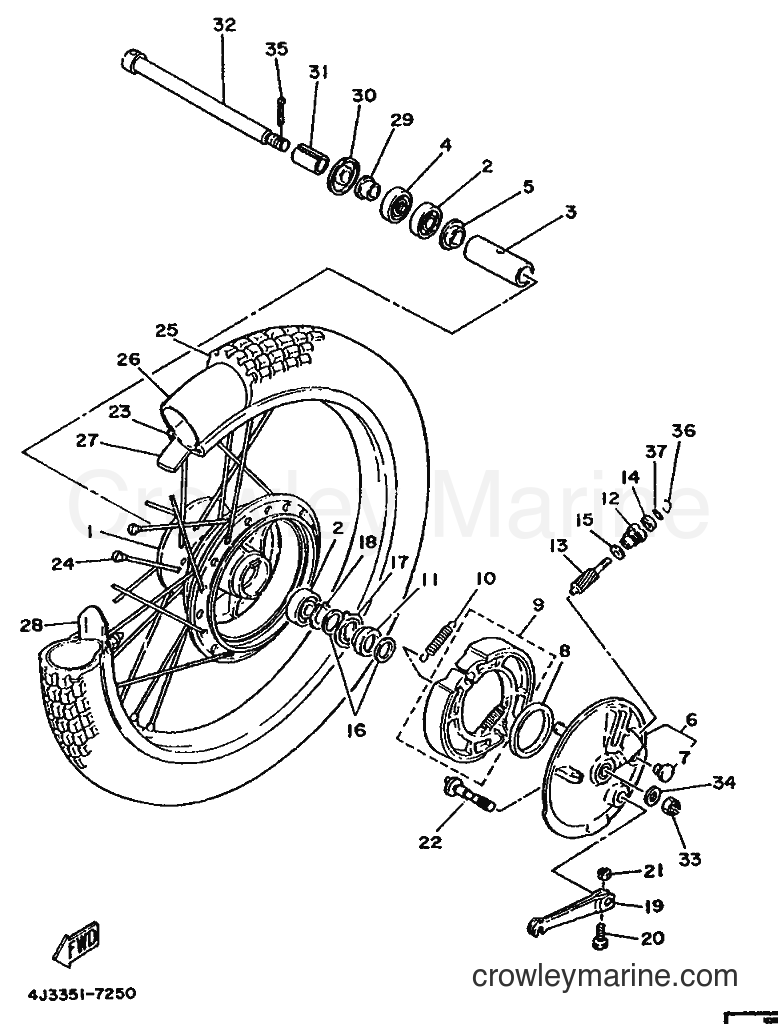 1987 Dirt Bike DT125-MX - DT125-MX (4J3) [999] - FRONT WHEEL