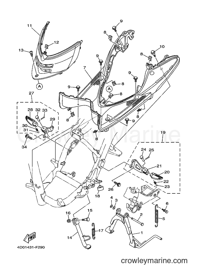 2012 Scooter AF115C - AF115C (1UB2) [010] - STAND & FOOTREST