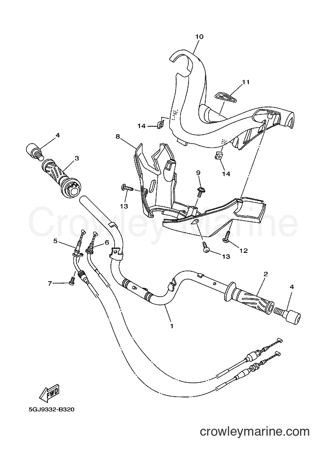 Yamaha Motors XP500 (5GJ9) [050] - STEERING HANDLE & CABLE
