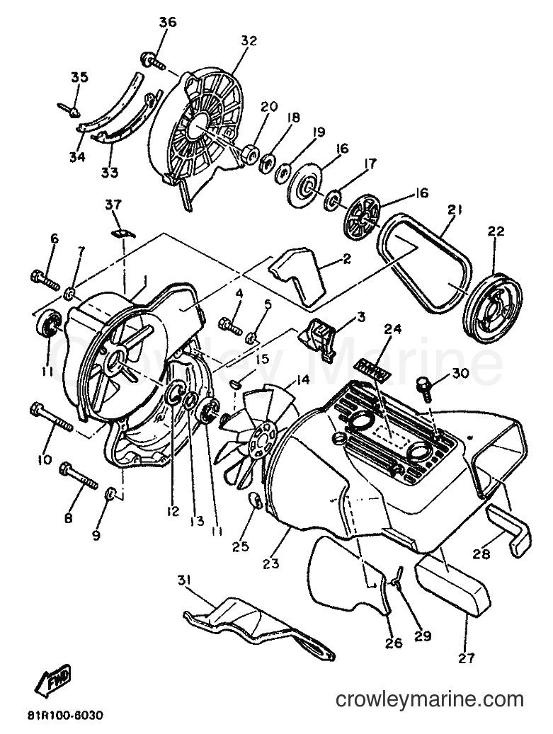 1990 Snowmobile XL540 - XL540 (86L2) [010] - AIR SHROUD & FAN