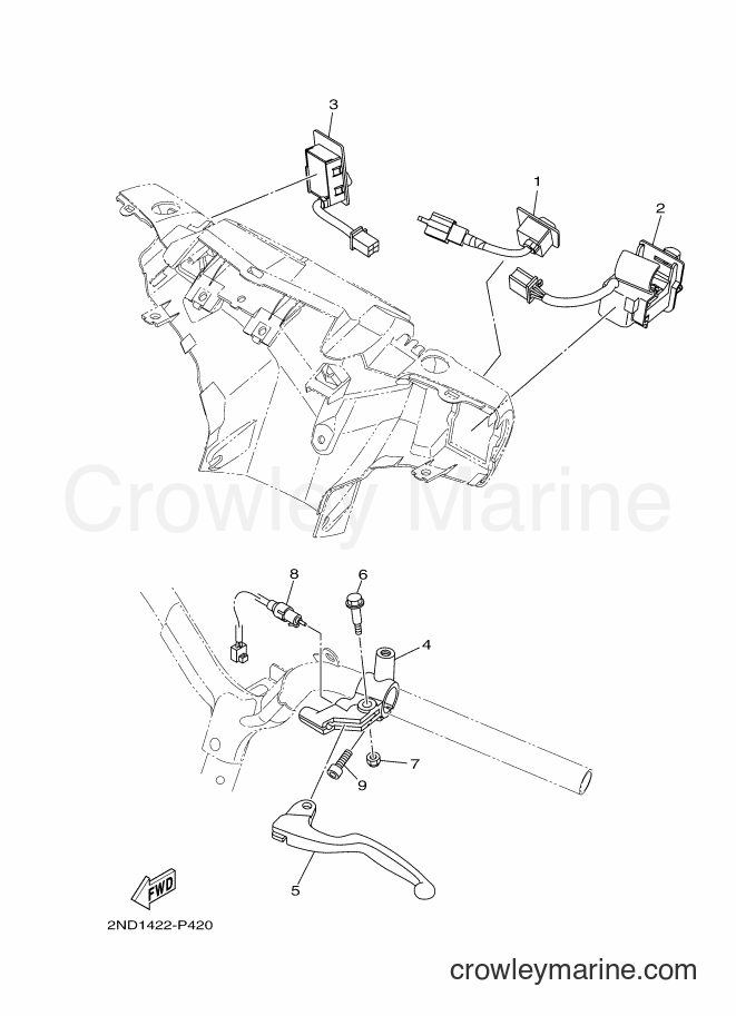 Yamaha Motors T150 (2ND4) [010] - HANDLE SWITCH & LEVER